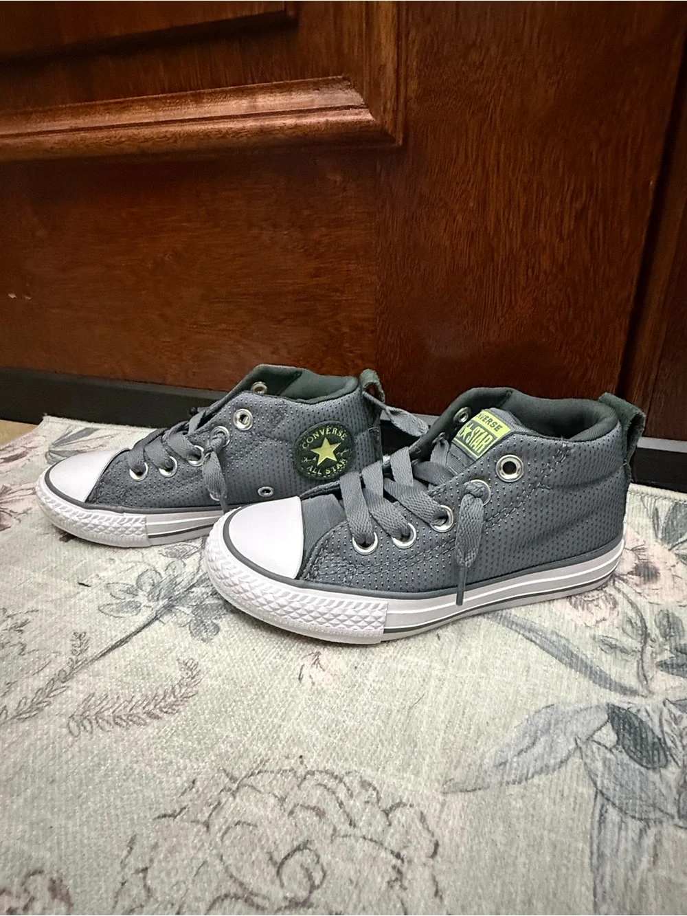 Converse Kids Gray High-Top Sneakers with White Toe Cap